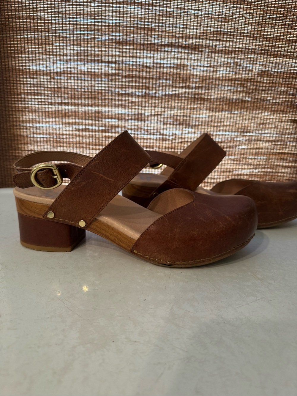 Dansko Women’s Brown Leather Slingback Clogs